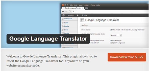 Google Language Translator Plugin