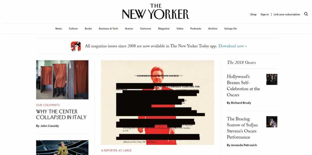 Site The New Yorker utilisant WordPress